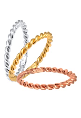 Elli Ring Damen Tri-Colour Set Basic aus 925 Sterling Silber Elli Ring Damen Tri-Colour Set Basic aus 925 Sterling Silber von Elli