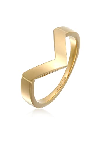 Elli Ring Damen V-Form Geo Basic in 925 Sterling Silber Rhodiniert von Elli