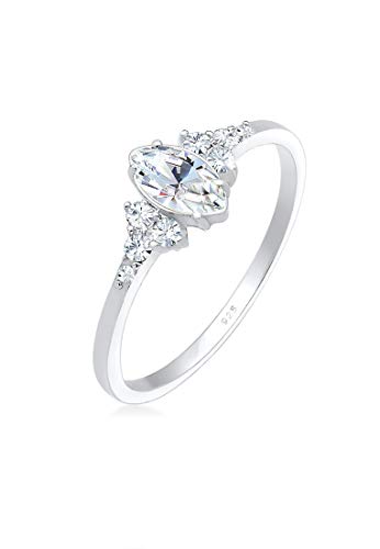 Elli Ring Damen Valentin Marquise mit Kristallen in 925 Sterling Silber von Elli