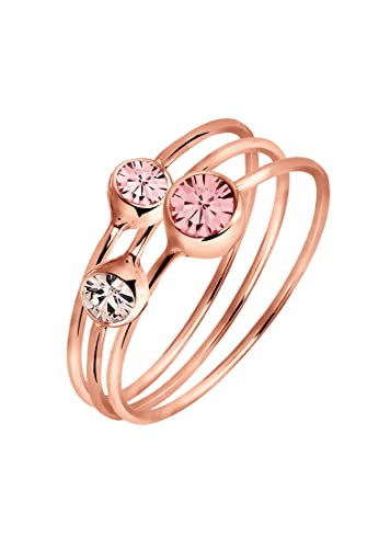 Elli Ring Damen Verlobung Motiv Elegant Kristallen aus 925 Sterling Silber rose vergoldet von Elli