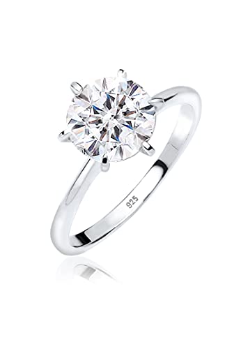 Elli Ring Damen Verlobung mit Kristall in 925 Sterling Silber von Elli