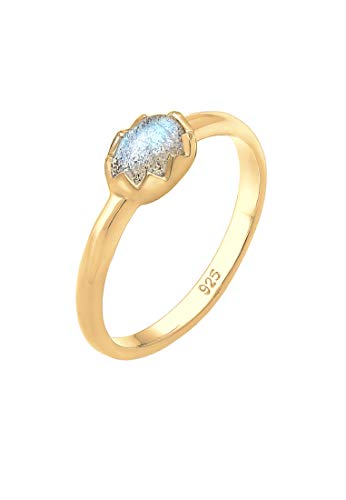 Elli Ring Damen Vintage Look Basic mit Labradorit Edelstein in 925 Sterling Silber von Elli