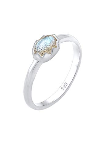 Elli Ring Damen Vintage Look Basic mit Labradorit Edelstein in 925 Sterling Silber von Elli