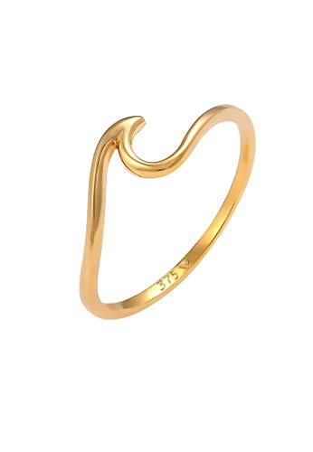 Elli Ring Damen Wellen Strand Maritim Klassisch in 375 Gelbgold von Elli