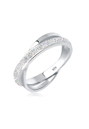 Elli Ring Damen Wickel Modern mit Emaille Weiß aus 925 Sterling Silber von Elli