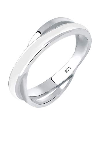 Elli Ring Damen Wickel Modern mit Emaille Weiß aus 925 Sterling Silber von Elli