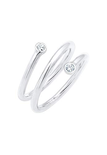 Elli Ring Damen Wickelring Geo mit Kristallen in 925 Sterling Silber von Elli
