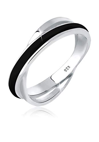 Elli Ring Damen Wickel Modern mit Emaille Weiß aus 925 Sterling Silber von Elli