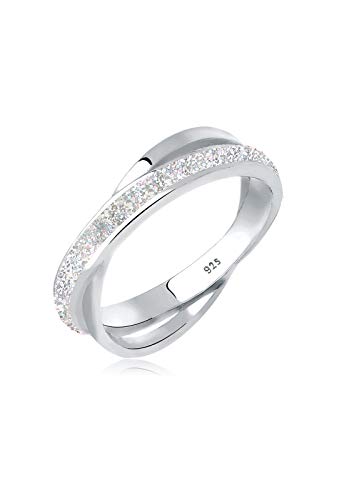 Elli Ring Damen Wickel Look Schlicht mit Emaille aus 925 Sterling Silber von Elli