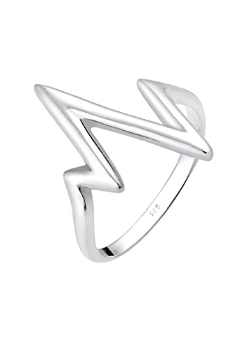 Elli Ring Damen Herzschlag Geo Look in 925 Sterling Silber von Elli