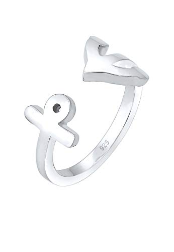 Elli Ring Damen mit Anker Symbol offen und verstellbar Maritim in 925 Sterling Silber von Elli
