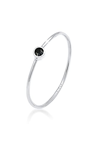 Elli Ring Damen Stacking Minimal Filigran mit Kristall in 925 Sterling Silber (56) von Elli