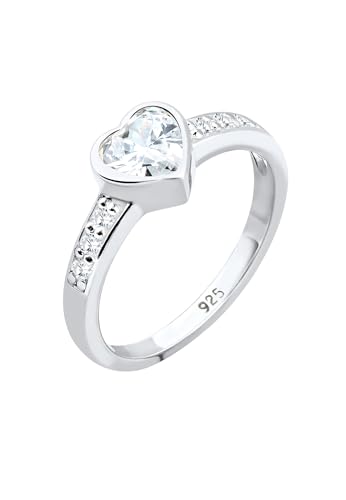 Elli Ring Damen Herz Symbol Verlobung mit Zirkonia Kristallen in 925 Sterling Silber von Elli