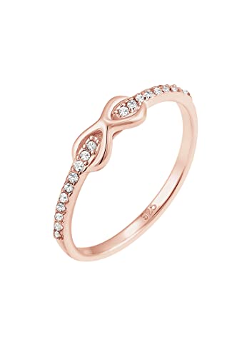 Elli Ring Damen Infinity mit Kristalle in 925 Sterling Silber Rosé vergoldet von Elli