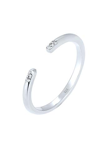 Elli Ring Damen Minimal Geo mit Kristalle in 925 Sterling Silber von Elli