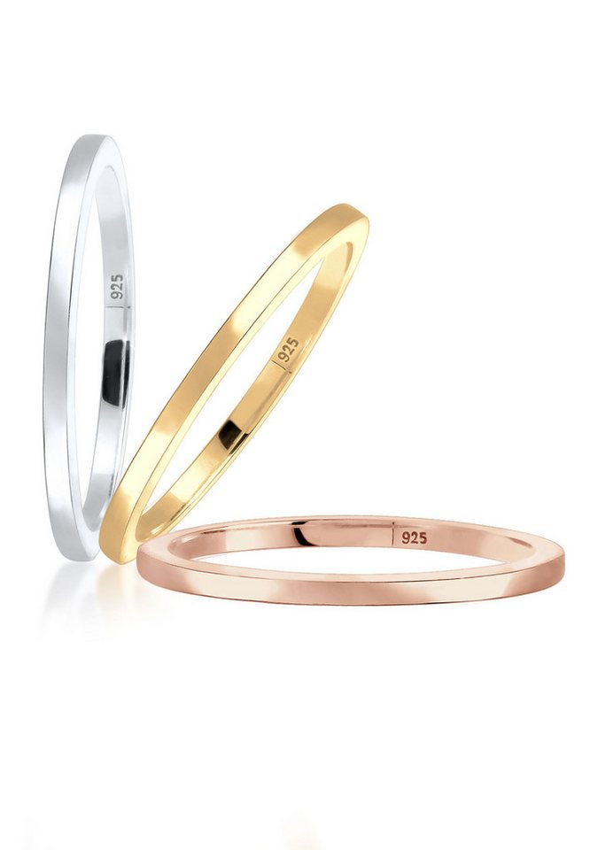 Elli Ring-Set (Set,3 tlg) "Stacking-Rings" Tricolor 925 Silber von Elli