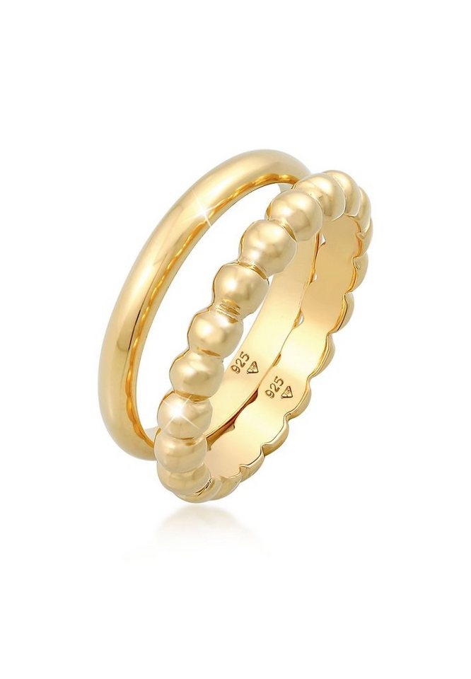 Elli Ring-Set Bandring Basic Kugel Design (2 tlg) 925 Silber, Ring Set von Elli