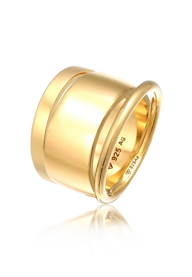 Elli Ring-Set Bandring Breit Schmal Rund 3er Set 925 Silber, Ring Set von Elli