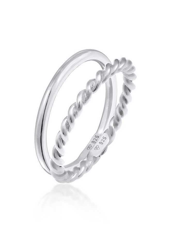 Elli Ring-Set Basic Twisted 2er Set 925 Silber, Twisted von Elli