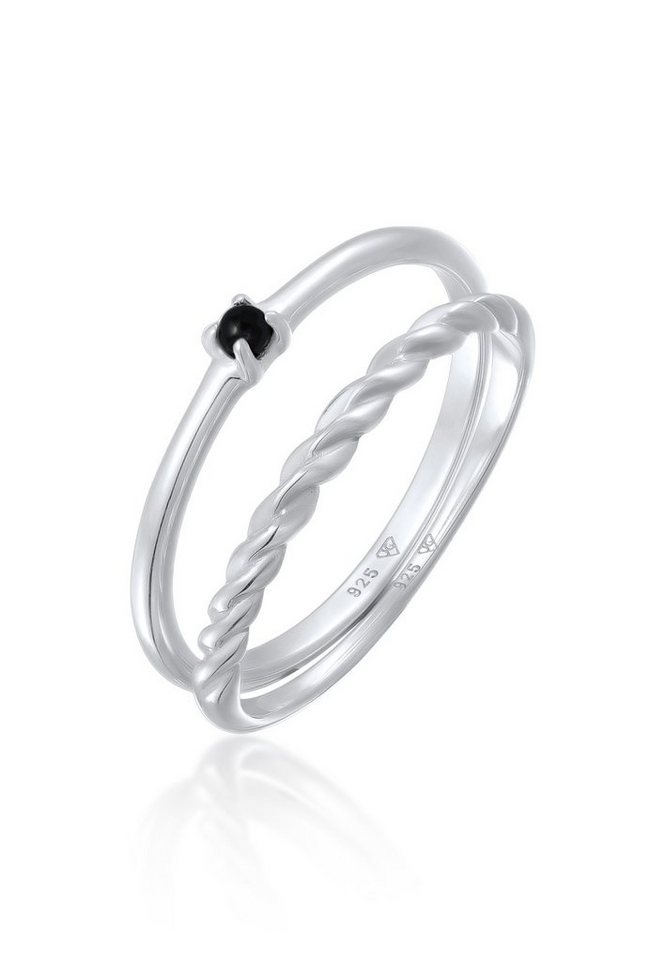 Elli Ring-Set Perle Klassik Gedreht 2er Set 925 Silber von Elli