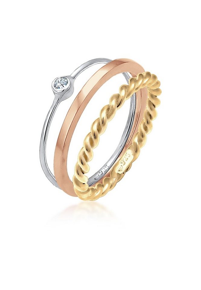 Elli Ring-Set Ring-Set mit 925 Silber, mit Kristallen von Swarovski®, Ring Set von Elli