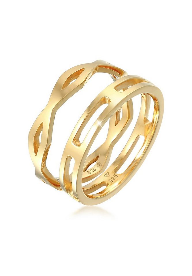 Elli Ring-Set Stapelringe Stacking Bandring 2er Set 925 Silber, Ring Set von Elli