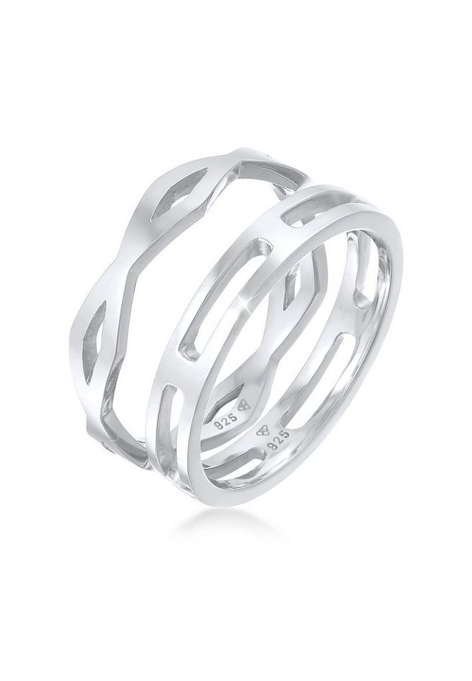 Elli Ring-Set Stapelringe Stacking Bandring 2er Set 925 Silber, Ring Set von Elli