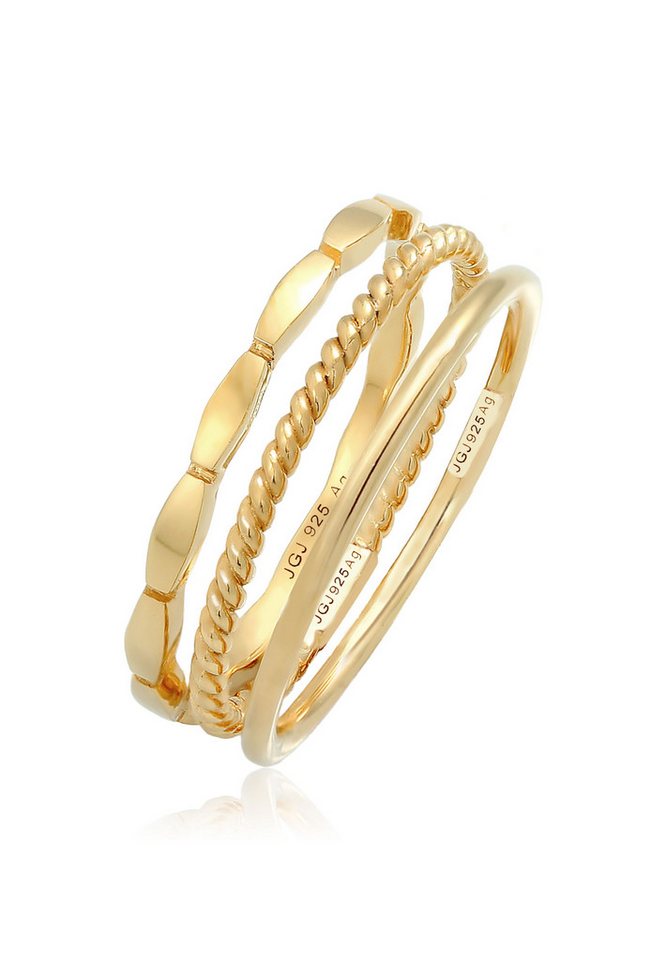 Elli Ring-Set Stapelringe Stacking Bandring 3er Set 925 Silber, Ring Set von Elli