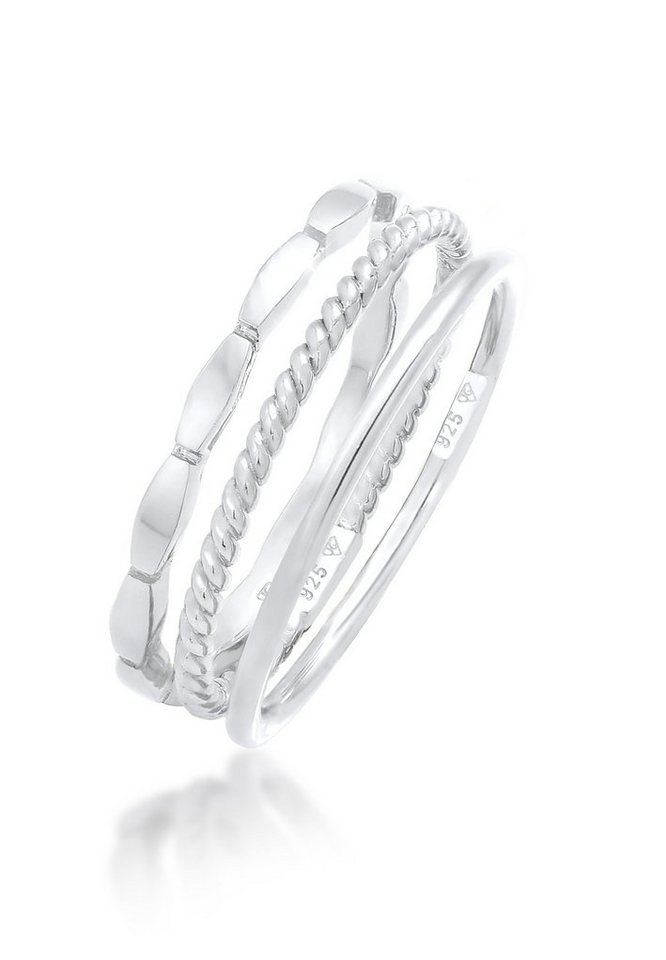 Elli Ring-Set Stapelringe Stacking Bandring 3er Set 925 Silber, Geo von Elli