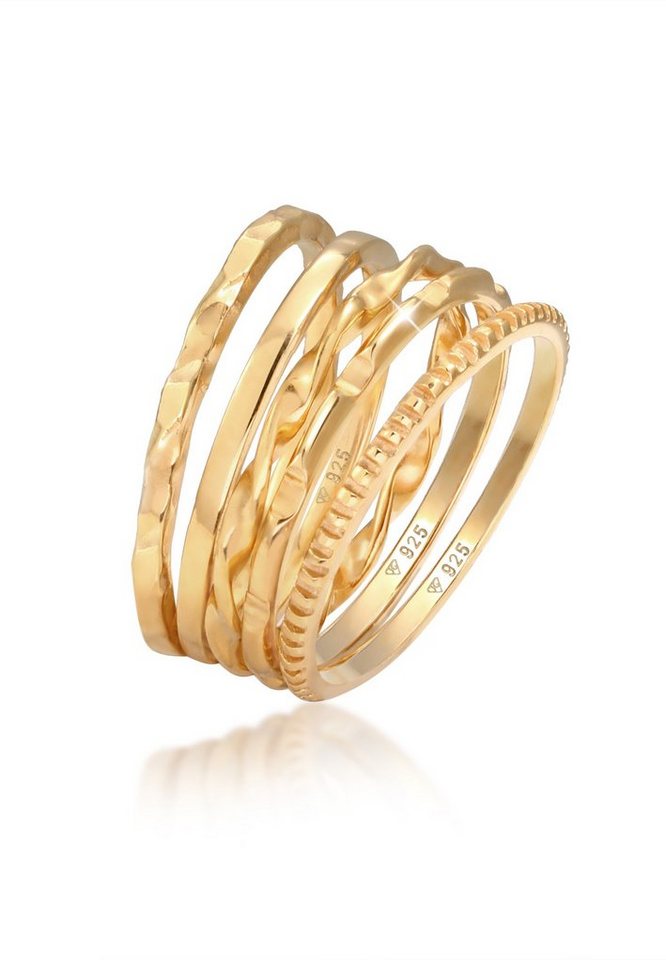 Elli Ring-Set Stapelringe Stacking Basic 5er Set 925 Silber, Ring Set von Elli