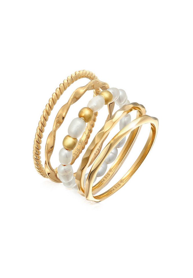 Elli Ring-Set Süßwasserperlen Basic 5er- Set 925 Silber von Elli
