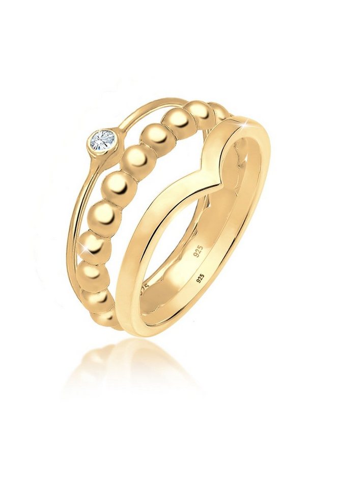 Elli Ring-Set Weiß 925 3er Ringset Sterling Silber, mit Kristallen von Swarovski®, Ring Set von Elli