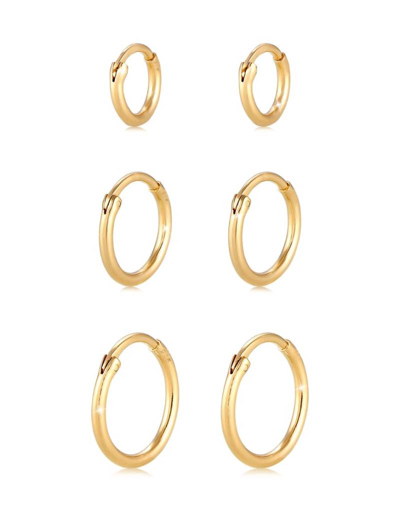 Elli - Schlichte Damen-Creolen in Goldoptik aus 925er Sterlingsilber im Trio-Set-Goldfarben von Elli