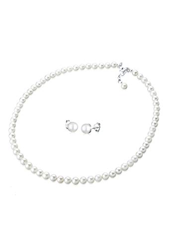 Elli Schmuckset Damen Elegant Set Ohrstecker mit Muschelkernperlen und Süßwasserzuchtperlen aus 925 Sterling Silber von Elli