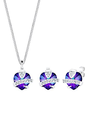 Elli Schmuckset Damen Herz Motiv Edel mit Kristalle aus 925 Sterling Silber von Elli