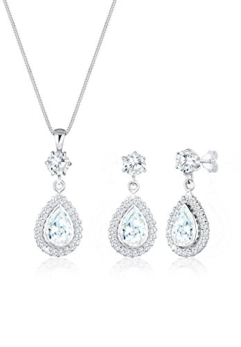 Elli Schmuckset Damen Tropfen Anhänger Ohrhänger Set Zirkonia in 925 Sterling Silber von Elli