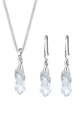 Elli Schmuckset Damen Tropfen mit weißen Kristallen in 925 Sterling Silber von Elli
