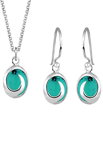 Elli Schmuckset Damen Türkiser Howlit in 925 Sterling Silber von Elli