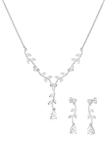 Elli Schmuckset Elli Damen Schmuckset Blumenranke mit Zirkonia Kristallen in 925 Sterling Silber von Elli