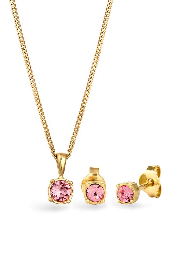 Elli Schmuckset Glas Kristalle Rose 925 Sterling Silber von Elli