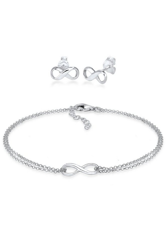 Elli Schmuckset Infinity Symbol Armband Ohrstecker Set 925 Silber, Infinity von Elli
