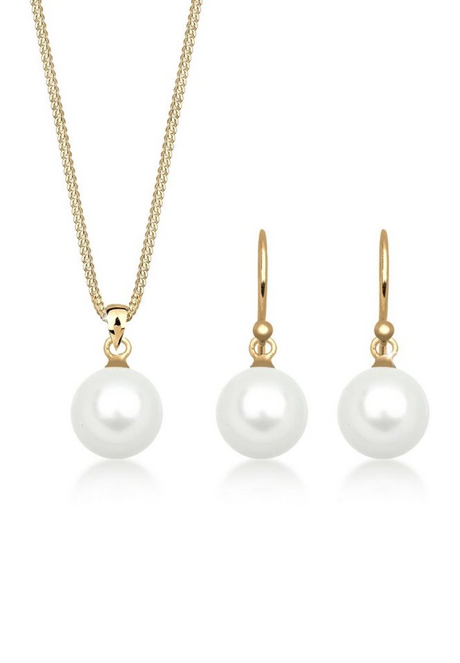 Elli Schmuckset Muschelkernperle Weiß 925 Sterling Silber von Elli