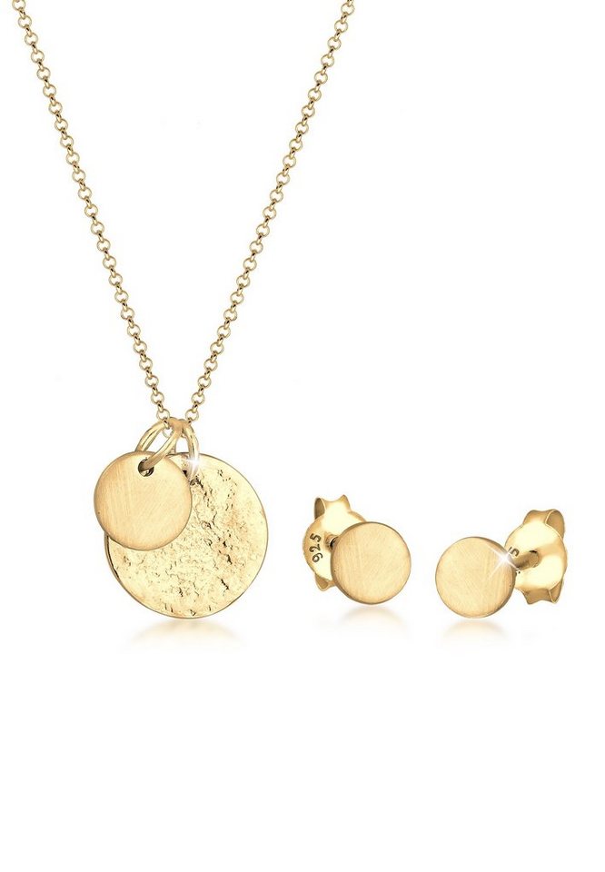 Elli Schmuckset Plättchen Geo-Organic Halskette Ohrring 925 Silber, Geo von Elli