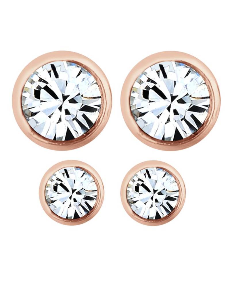 Elli - 2er-Set Ohrringe aus 2er Sterlingsilber in Roségoldoptik mit Kristallsteinen-Goldfarben von Elli
