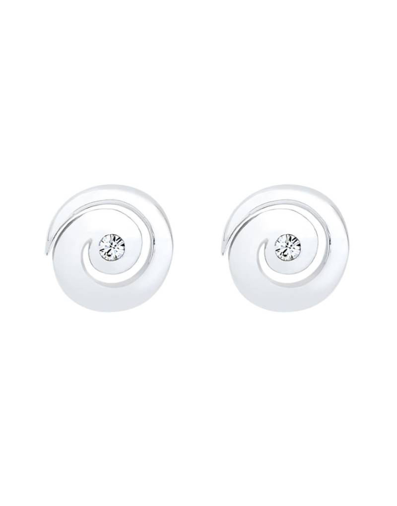 Elli - Silberfarbene, moderne Basic-Ohrstecker in Spiralform aus 925er Sterlingsilber mit Kristallstein von Elli