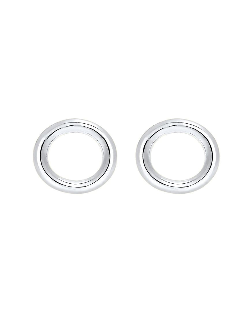 Elli - Silberfarbene, runde Damen-Ohrstecker aus 925er Sterlingsilber in minimalistischem, schlichtem, geometrischem Design von Elli