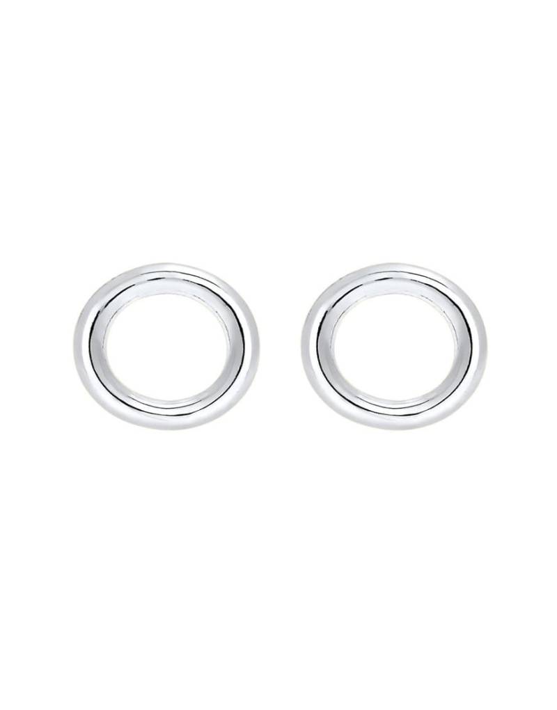 Elli - Silberfarbene, runde Damen-Ohrstecker aus 925er Sterlingsilber in minimalistischem, schlichtem, geometrischem Design von Elli
