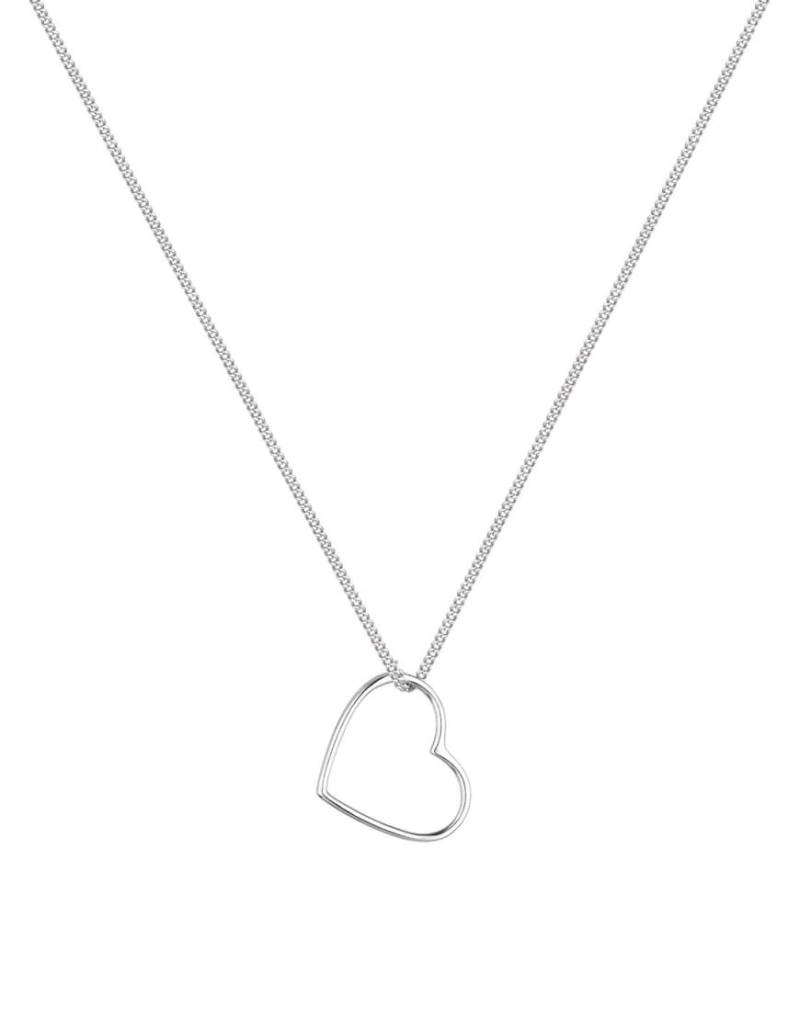 Elli - Silberfarbene Basic-Halskette aus 925er-Sterlingsilber mit Herzanhänger von Elli