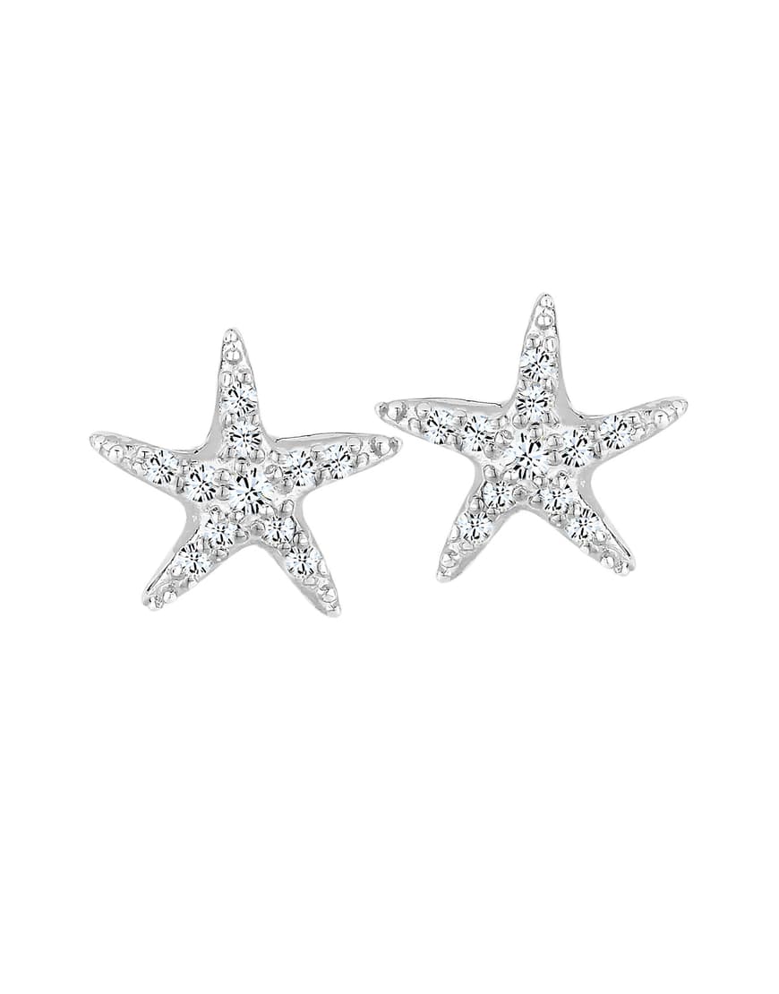 Elli - Silberfarbene Damen-Ohrstecker im Seestern-Design aus 925er-Sterlingsilber mit Schmucksteinbesatz von Elli
