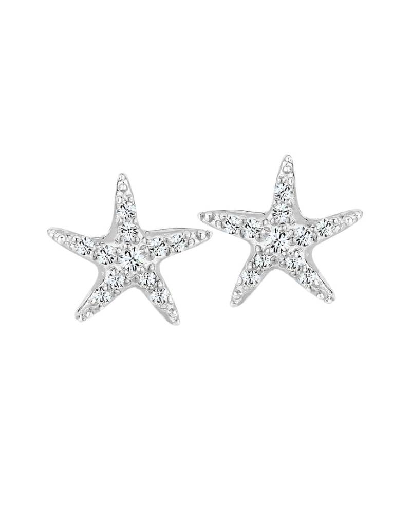 Elli - Silberfarbene Damen-Ohrstecker im Seestern-Design aus 925er-Sterlingsilber mit Schmucksteinbesatz von Elli